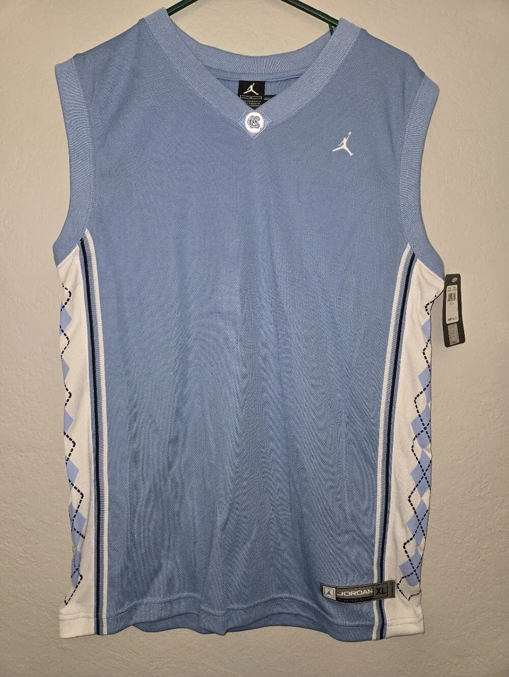 Jordan Men’s Light Blue Sleeveless Basketball Jersey North Carolina Tarheels XL